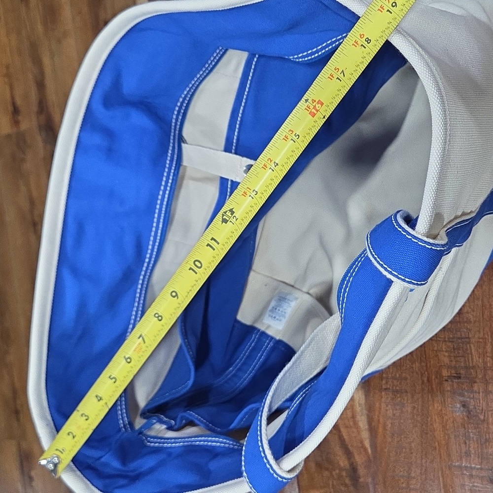LARGE Lands End Blue and White Canvas Tote Bag - Picture 9 of 11